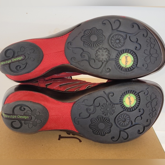 NWT Jambu Red Strappy Shoes "Sugar" Size 9.5 Wide Comfort Wedge Sandals LOOK ❤️ - Picture 5 of 6